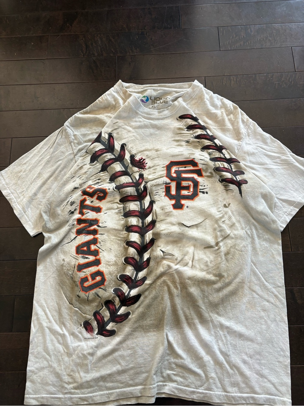 Liquid Blue White San Francisco Giants Baseball Tee with Orange & Black Accents